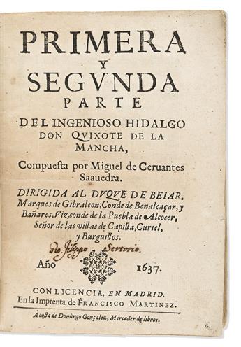 Cervantes, Miguel de (1547-1616) [Don Quixote in Spanish, First Madrid Edition of Both Parts]. Primera y Segunda Parte del Ingenioso Hi